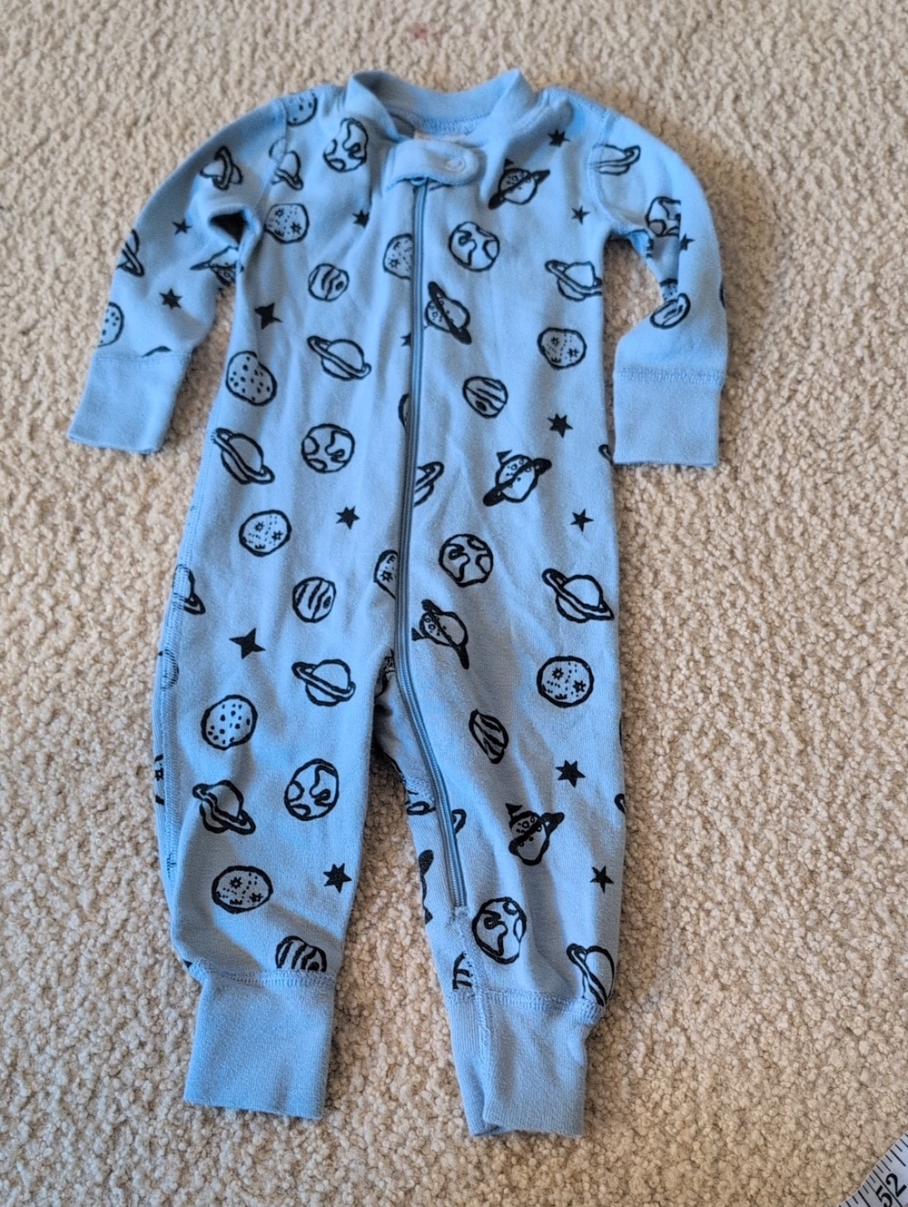 Hanna Andersson Light Blue Planet Print One-Piece